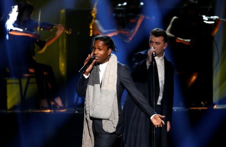 FILE PHOTO: A$AP Rocky performs "I'm Not the Only One" with Sam Smith during the 42nd American Music Awards in Los Angeles