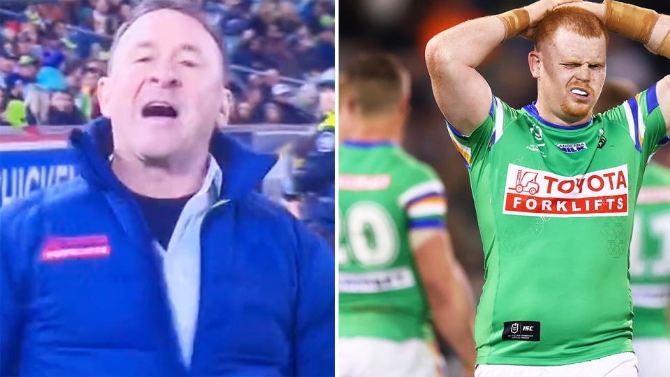 Ricky Stuart, pictured here during the Raiders' loss to the Broncos.