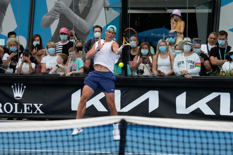 Rafael Nadal practised at Melbourne Park on Saturday (Mark Baker/AP) (AP)