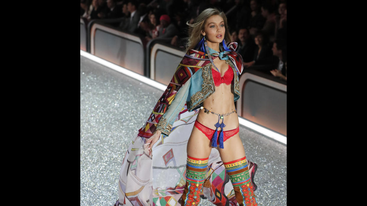 Model Gigi Hadid Takes to the Catwalk During the 2016 Victoria's Secret Fashion Show at the Grand Palais in Paris France 30 November 2016 France ParisFrance Fashion Victorias Secret - Nov 2016US model Gigi Hadid takes to the catwalk during the 2016 Victoria's Secret Fashion Show at the Grand Palais in Paris, France, 30 November 2016.