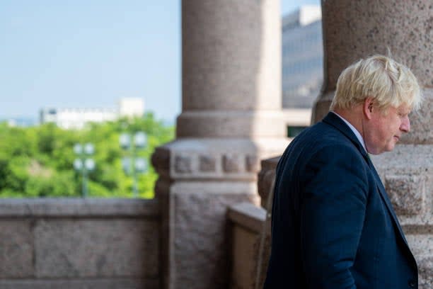 Former UK prime minister Boris Johnson takes a tour after a meeting with governor Greg Abbott at the Texas State Capitol on 23 May 2023 in Austin, Texas (Getty Images)