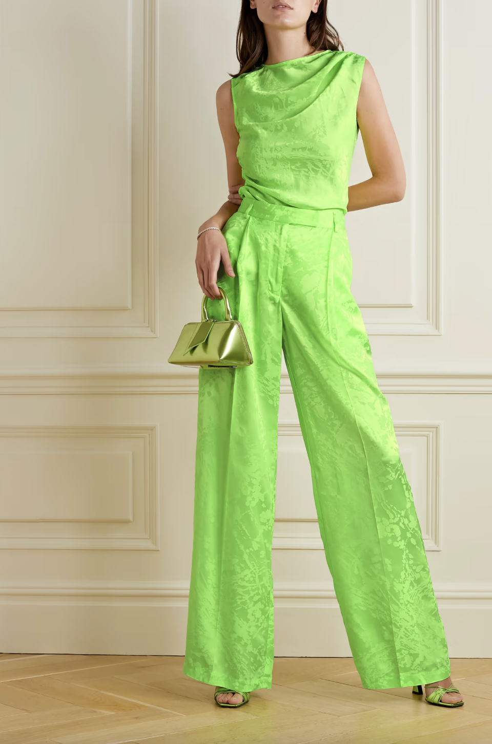 11) Pleated Jacquard Wide-leg Pants