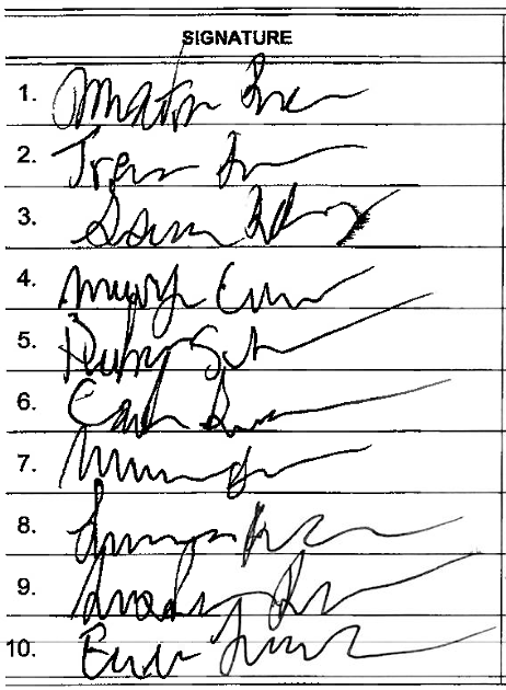 Signatures from a petition page submitted by 13th District Congressional candidate Adam Hollier, provided by U.S. Rep. Shri Thanedar.