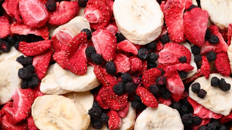 Pile of freeze-dried fruits