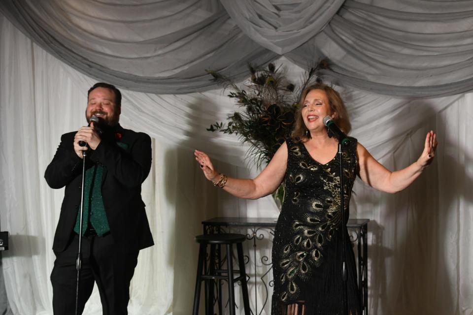 In “Birds of a Feather Cabaret” held at the Diamond Grill in downtown Alexandria last Saturday night, Enrico Cannella (left) and Laine Berry Miller sang a variety of songs from Broadway shows, crooners like Dean Martin and movies such as “La La Land.”