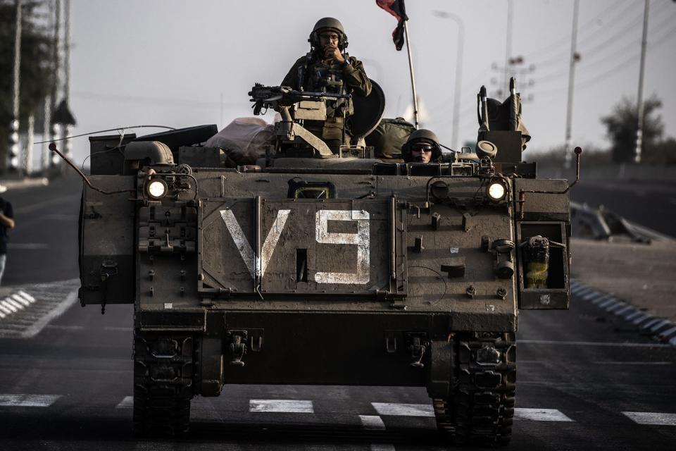 Israel continues to deploy soldiers, tanks and armored vehicles near the Gaza border in Sderot, Israel on October 24, 2023.