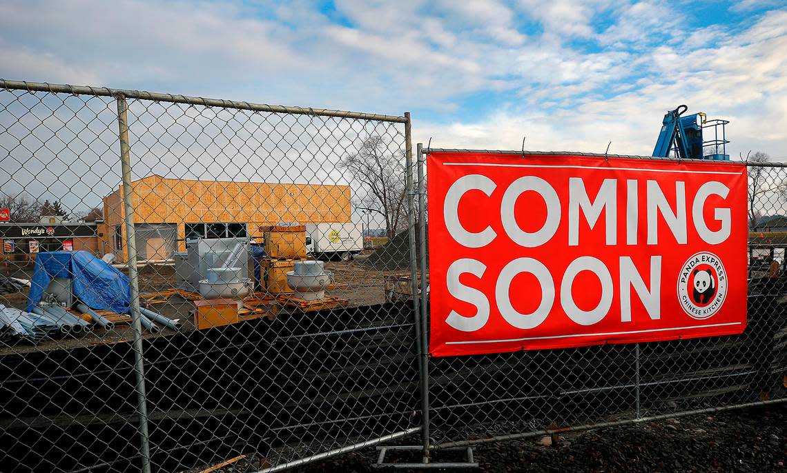 Construction continues at 924 George Washington Way for a new Panda Express restaurant in Richland. Plans filed with Washington state showed the site will house two new eateries with drive-thru windows.