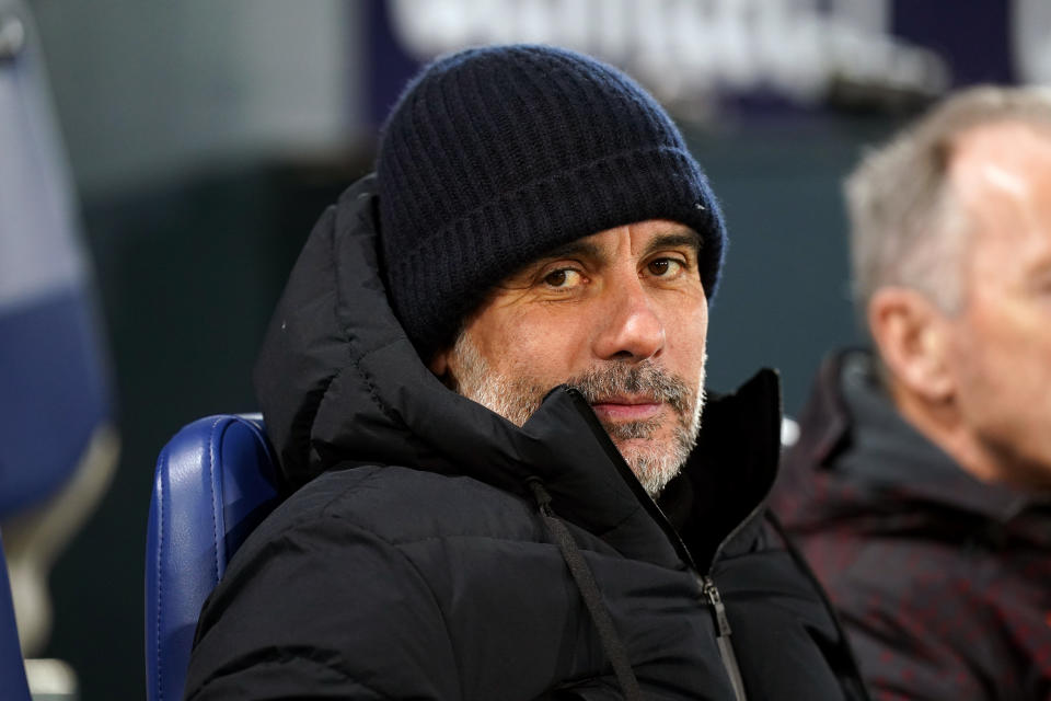 Manchester City manager Pep Guardiola ahead of the Emirates FA Cup fifth round match at Kenilworth Road, Luton. Picture date: Tuesday February 27, 2024. (Photo by Mike Egerton/PA Images via Getty Images)