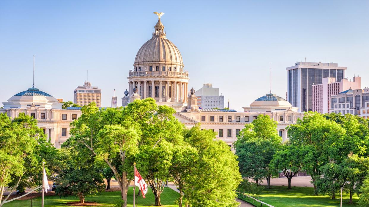 Jackson, Mississippi, USA downtown cityscape at the capitol.