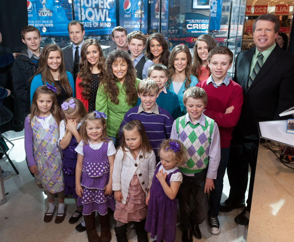 NEW YORK, NY - MARCH 11:  The Duggar family visits 'Extra' at their New York studios at H&M in Times Square on March 11, 2014 in New York City.  (Photo by D Dipasupil/Getty Images for Extra)