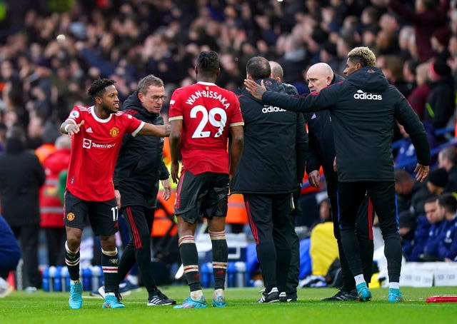 Manchester United’s Fred (left) celebrates 