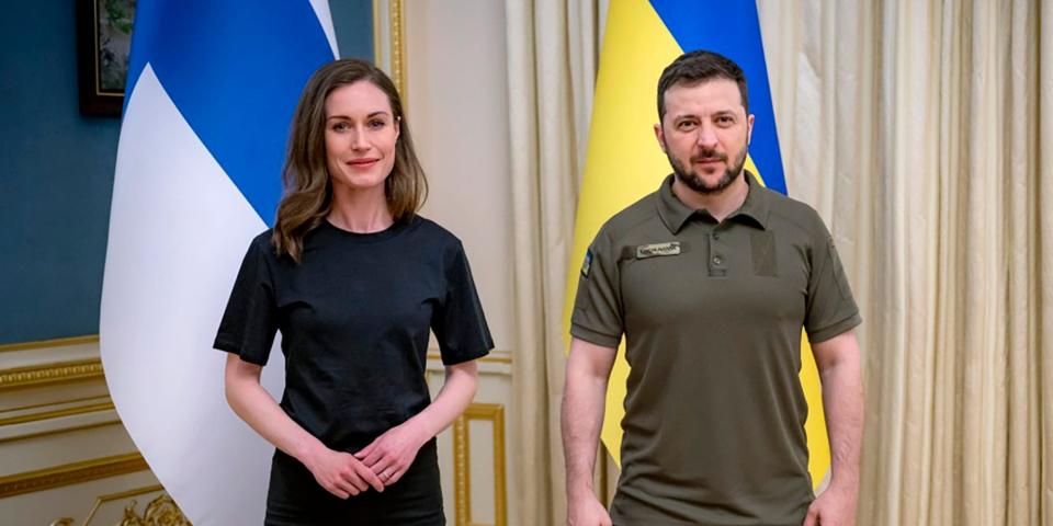 Sanna Marin meets with Volodymyr Zelenskyy