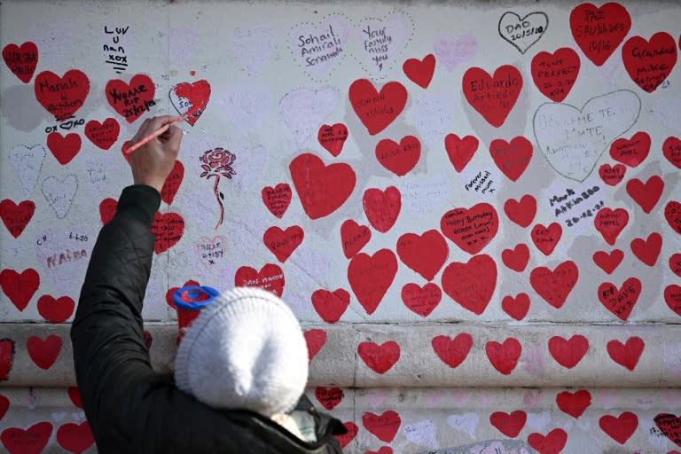 The National Covid Memorial Wall in London is dedicated to those who lost their lives to Covid-19 (Justin TALLIS)