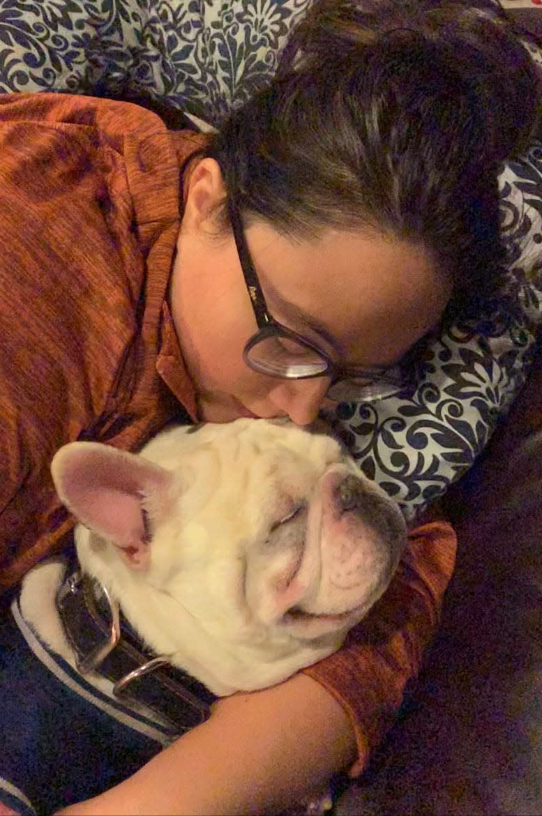 Lucy Garcia was comforted by her French bulldog Scooby after it was discovered  in November that she had a brain tumor.