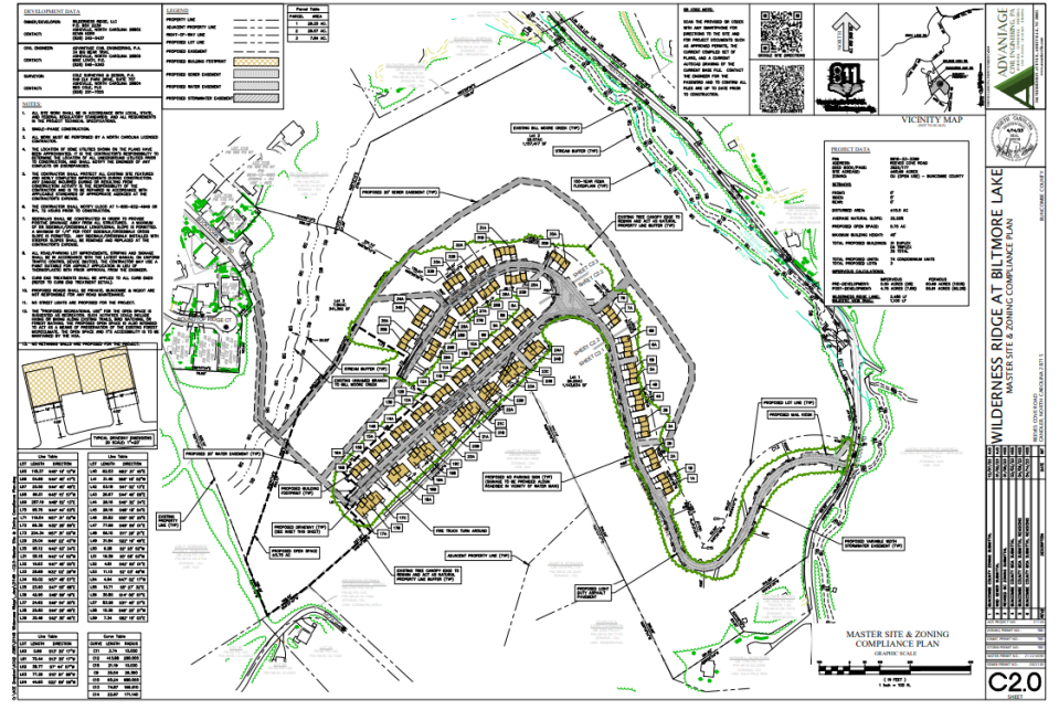 Site plans for a 74-unit condominium development proposed in Biltmore Lake by Wilderness Ridge LLC.