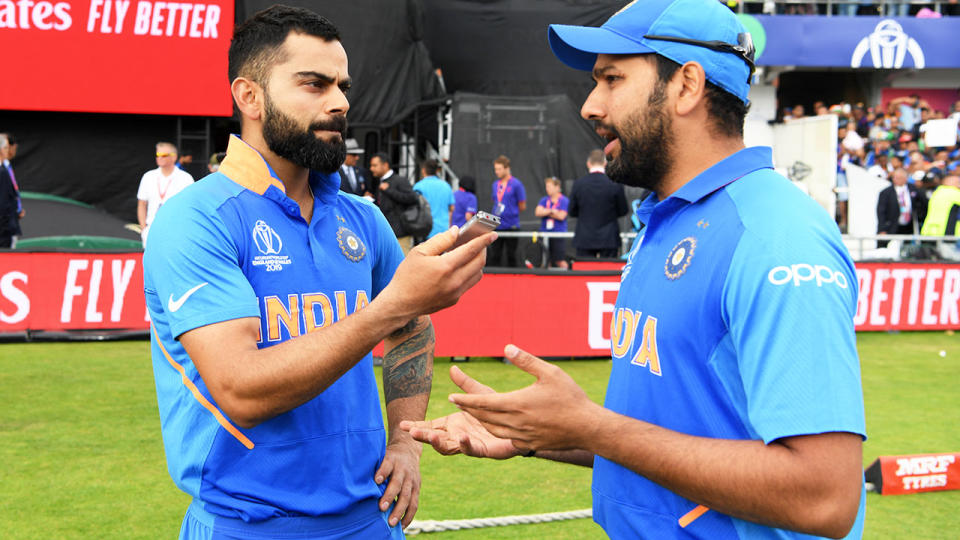 Virat Kohli and Rohit Sharma at the recent Cricket World Cup in England. (Photo by Stu Forster-IDI/IDI via Getty Images)