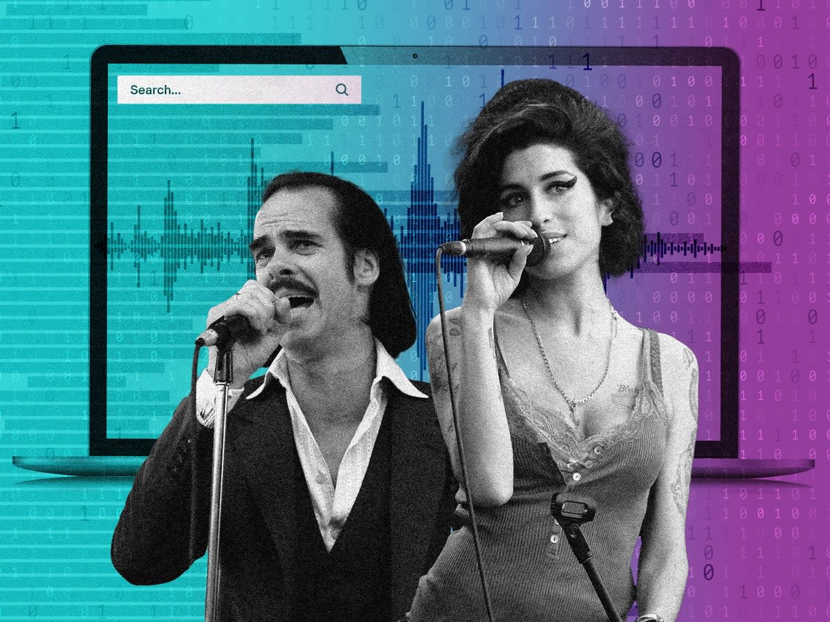 AI has written lyrics in the style of numerous musicians, including Nick Cave and Amy Winehouse  (Getty/iStock/The Independent)