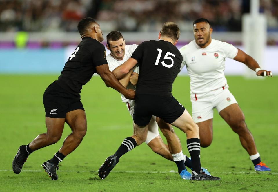 Jonny May and Manu Tuilagi take on the All BLacks