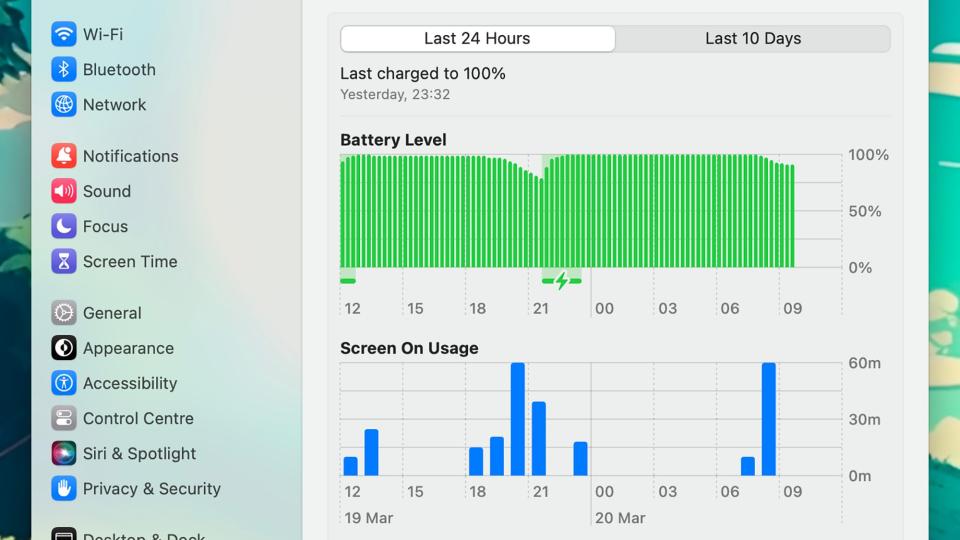 Keep an eye on battery life, if you're on a laptop. Screenshot: Apple