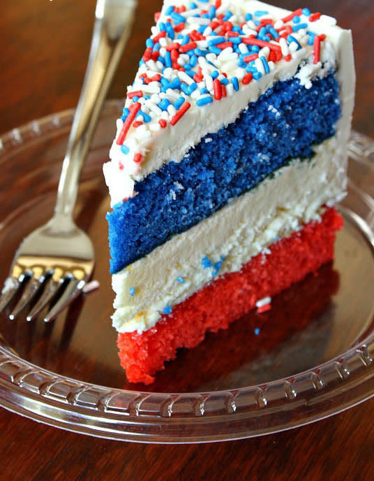 <strong>Get the <a href="http://www.recipegirl.com/2013/06/24/red-white-and-blue-cheesecake-cake/" target="_blank">Red, White and Blue Cheesecake Cake recipe</a> from Recipe Girl</strong>