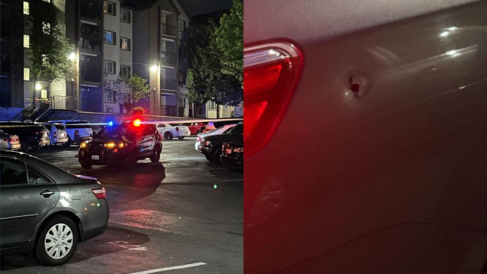 <div>Caution tape being put up by police as more bullet holes are discovered in nearby parked cars. (Photo: FOX 13's Jade Elliott)</div>