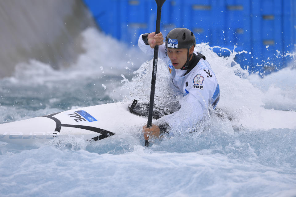 吳少璿出戰亞洲男子輕艇激流標竿K1。(Photo by Koki Nagahama/Getty Images)