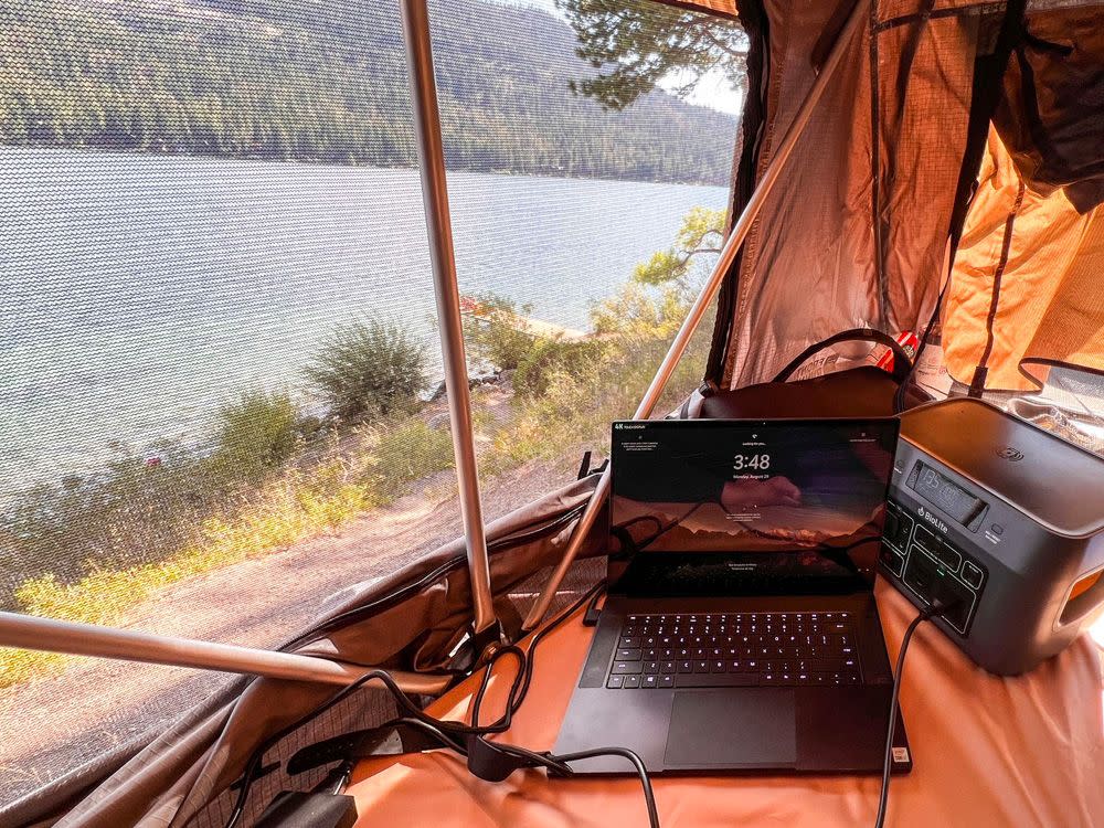 interior of a rooftop tent