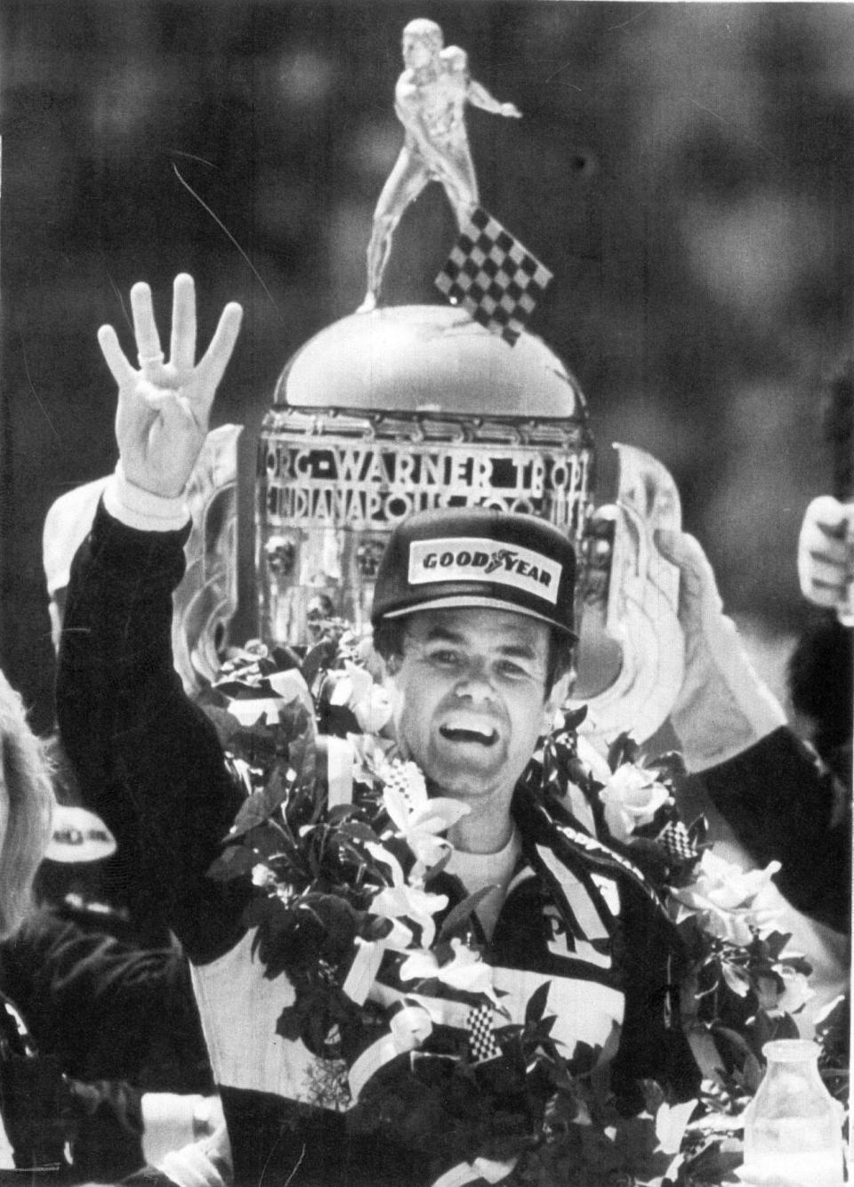 Al Unser Sr. celebrated his fourth Indianapolis 500 victory in 1977. G