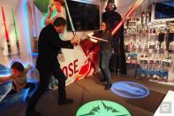 Toy lightsabers are a lot of fun: Kids love to strike poses, swing themthrough the air and jab the weapons at their friends as they pretend to beLuke Skywalker, Rey or even Darth Vader and Kylo Ren