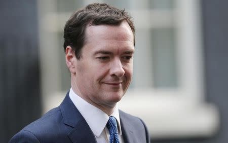 Britain's Chancellor of the Exchequer George Osborne leaves Number 10 Downing Street in London September 19, 2014. REUTERS/Suzanne Plunkett