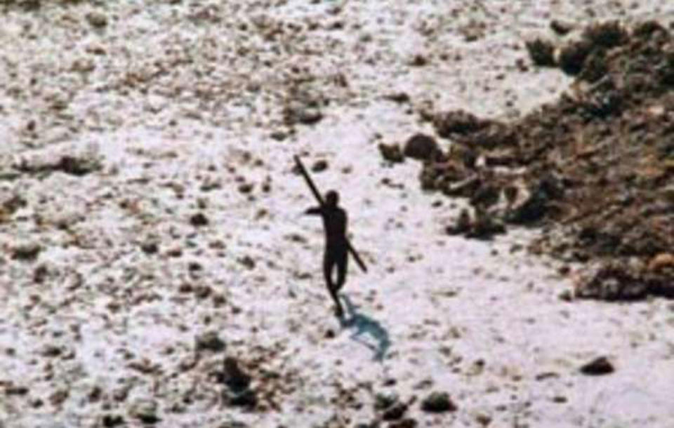 A member of a Sentinelese tribe photographed in 2004. Source: Indian Coast Guard/ Survival International
