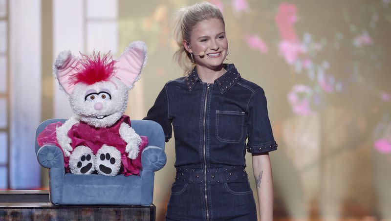 Darci Lynne Farmer and her rabbit puppet, Petunia, appear on “AGT: Fantasy League.” 