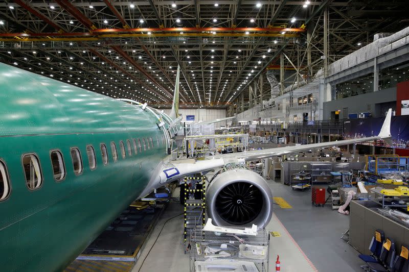 FILE PHOTO: Boeing's new 737 MAX-9 is pictured under construction at their production facility in Renton, Washington