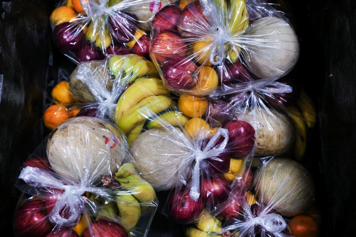 <span>Bags of produce in New York on 17 August 2023.</span><span>Photograph: Spencer Platt/Getty Images</span>