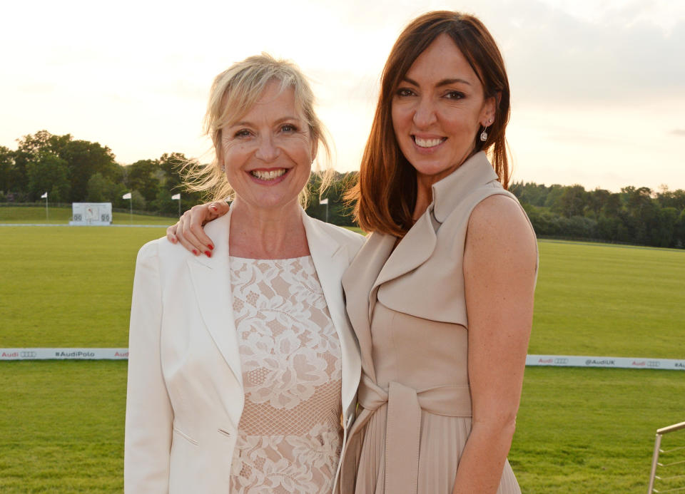 LONDON, ENGLAND - MAY 29: Carol Kirkwood (L) and Sally Nugent attend day two of the Audi Polo Challenge at Coworth Park on May 29, 2016 in London, England. (Photo by David M. Benett/Dave Benett/Getty Images for Audi UK)