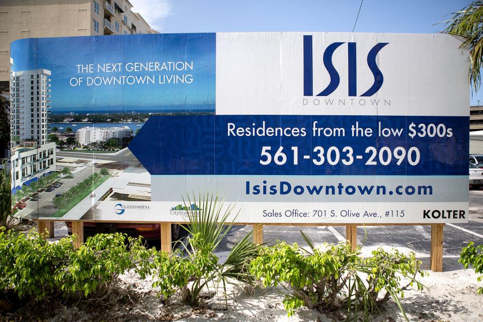 Billboard for the then-new ISIS condo at 333 Fern Street in downtown West Palm Beach in 2014. The developer changed the name because of the militant jihadist group with the same name. It's now called the Avalon.