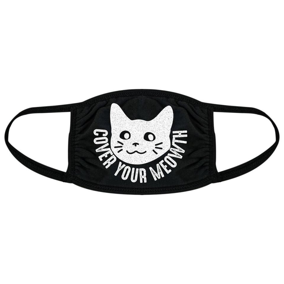 Product photo of a Cover Your Meow Face Mask on a white background