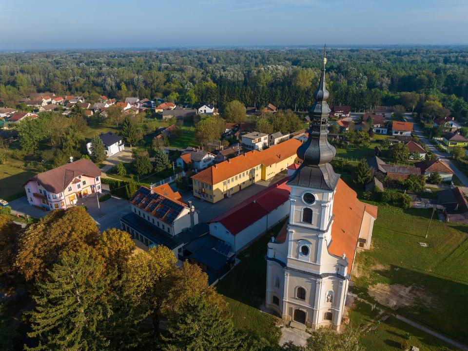 An aerial view of Legrad, Coratia