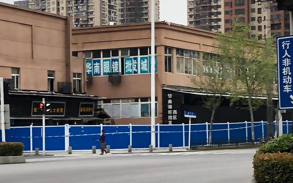 Wuhan Seafood Market, where experts believe the outbreak started, was sealed off by authorities in the city - Sophia Yan