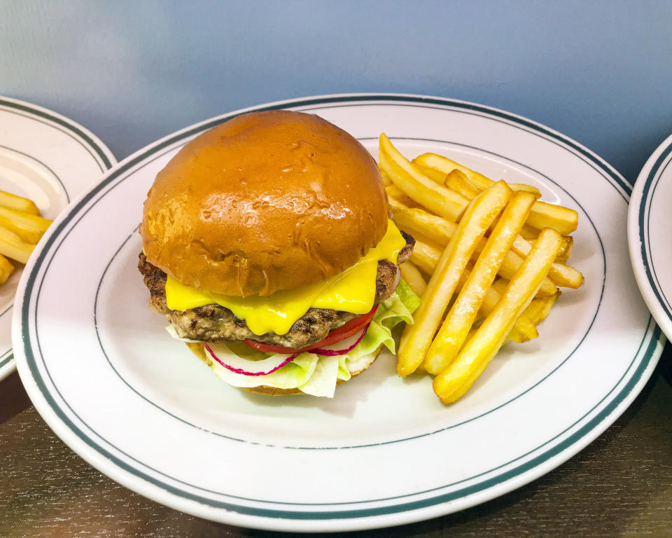 A burger and fries