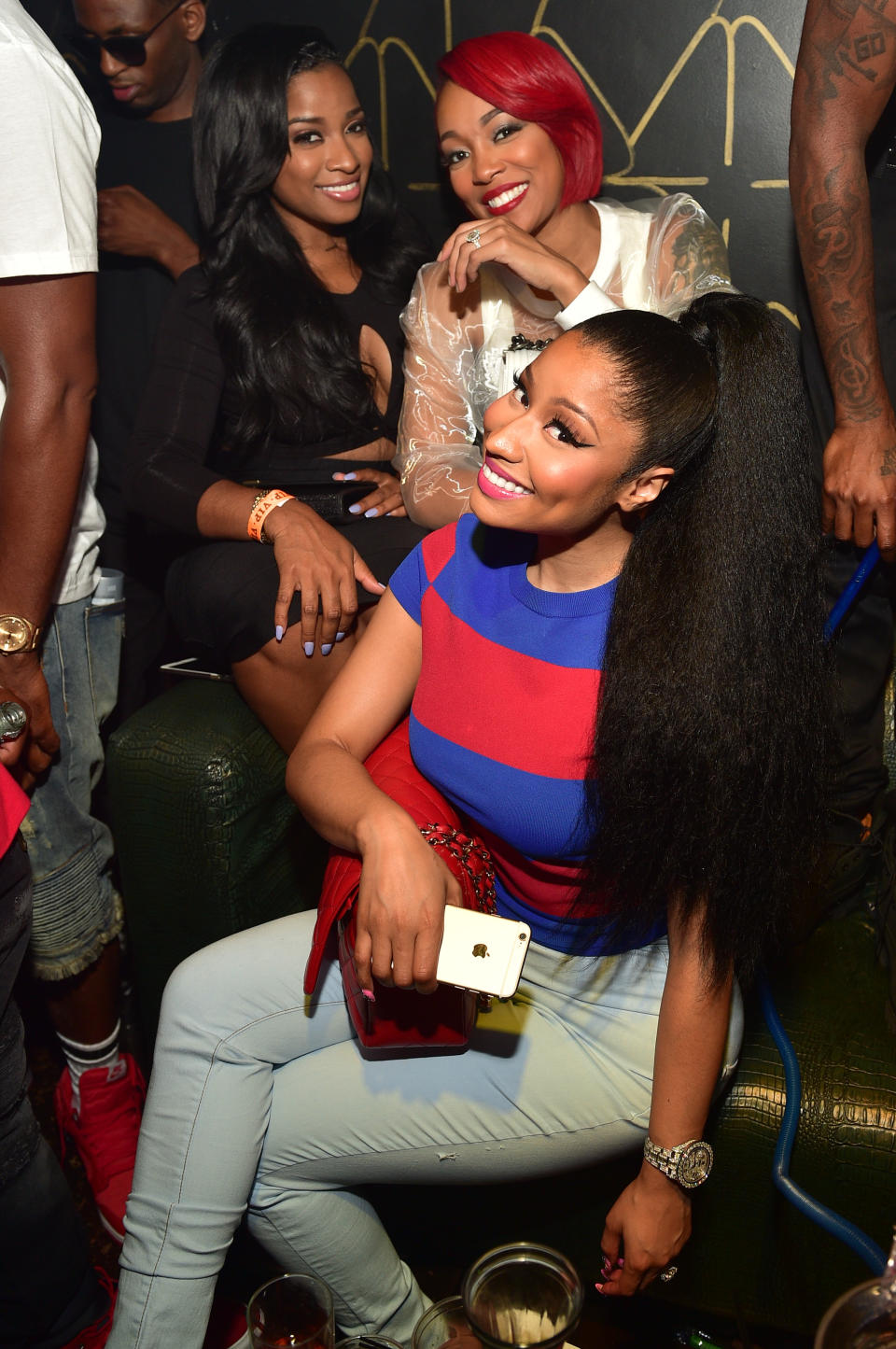 ATLANTA, GA – AUGUST 02: Antonia “Toya” Wright, Monica Brown and Nicki Minaj attend the Pinkprint Tour after party at XS Lounge on August 2, 2015 in Atlanta, Georgia. (Photo by Prince Williams/WireImage)