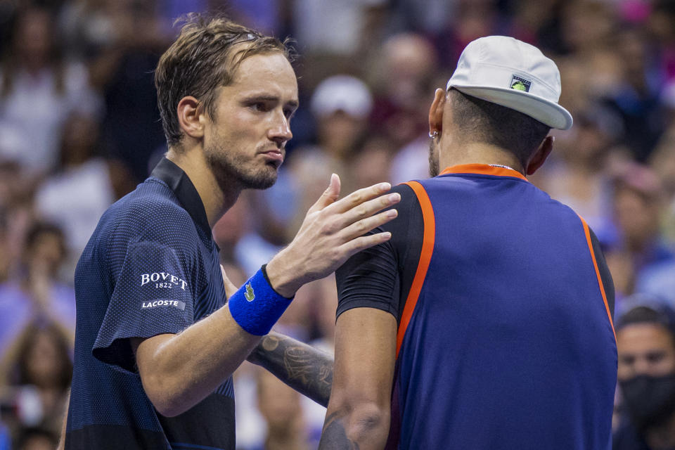 Daniil Medvedev, pictured here congratulating Nick Kyrgios after their match at the US Open.