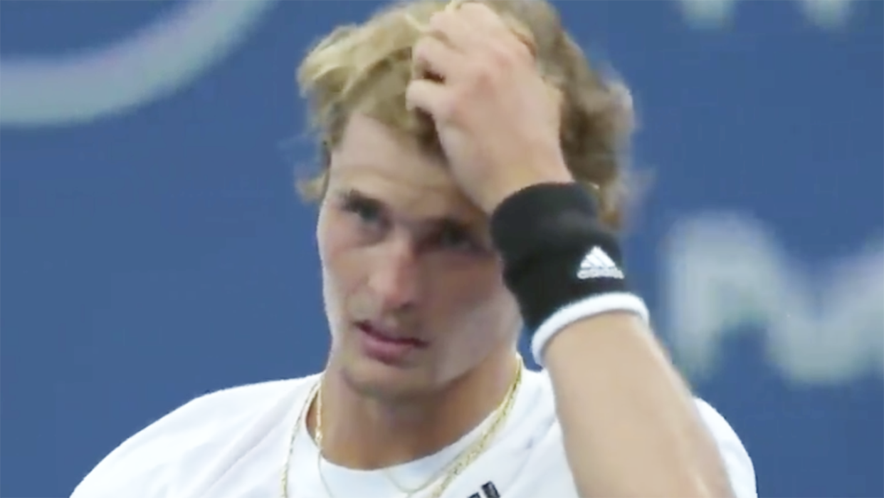 Alexander Zverev is pictured moments after losing to Scotland's Andy Murray.