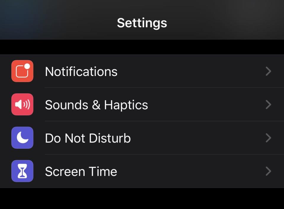 iPhone settings