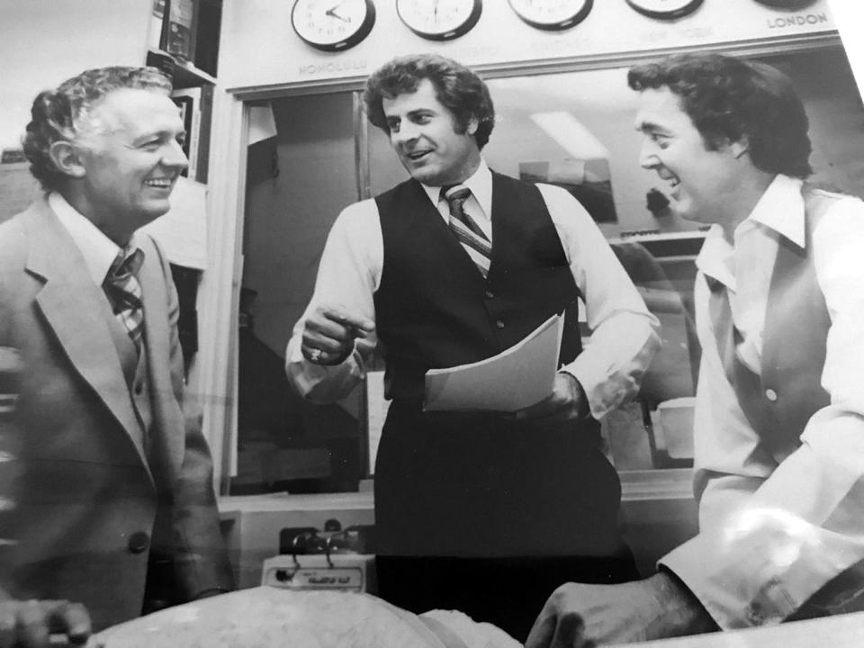 Former KSL sportscaster Paul James, right, seen in this undated photo with former KSL-TV anchor Dick Nourse and weatherman Bob Welti. | KSL-TV