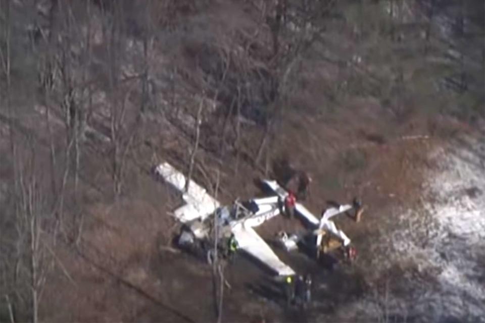 <p>CBS Boston/ YouTube</p> Small plane crashes in Massachusetts on Jan. 14, 2024.