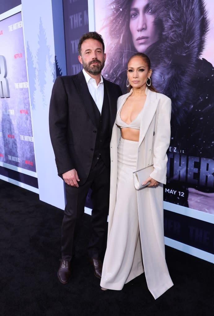 LOS ANGELES, CALIFORNIA - MAY 10: (L-R) Ben Affleck and Jennifer Lopez attend "The Mother" Los Angeles Premiere Event at Westwood Village on May 10, 2023 in Los Angeles, California. (Photo by Matt Winkelmeyer/Getty Images for Netflix)