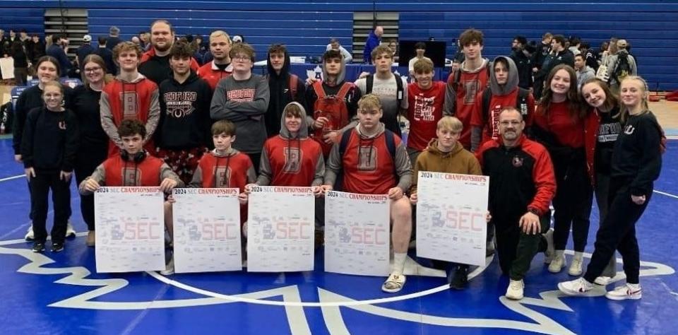 Bedford's wrestling team rolled to the Southeastern Conference Championship Saturday.