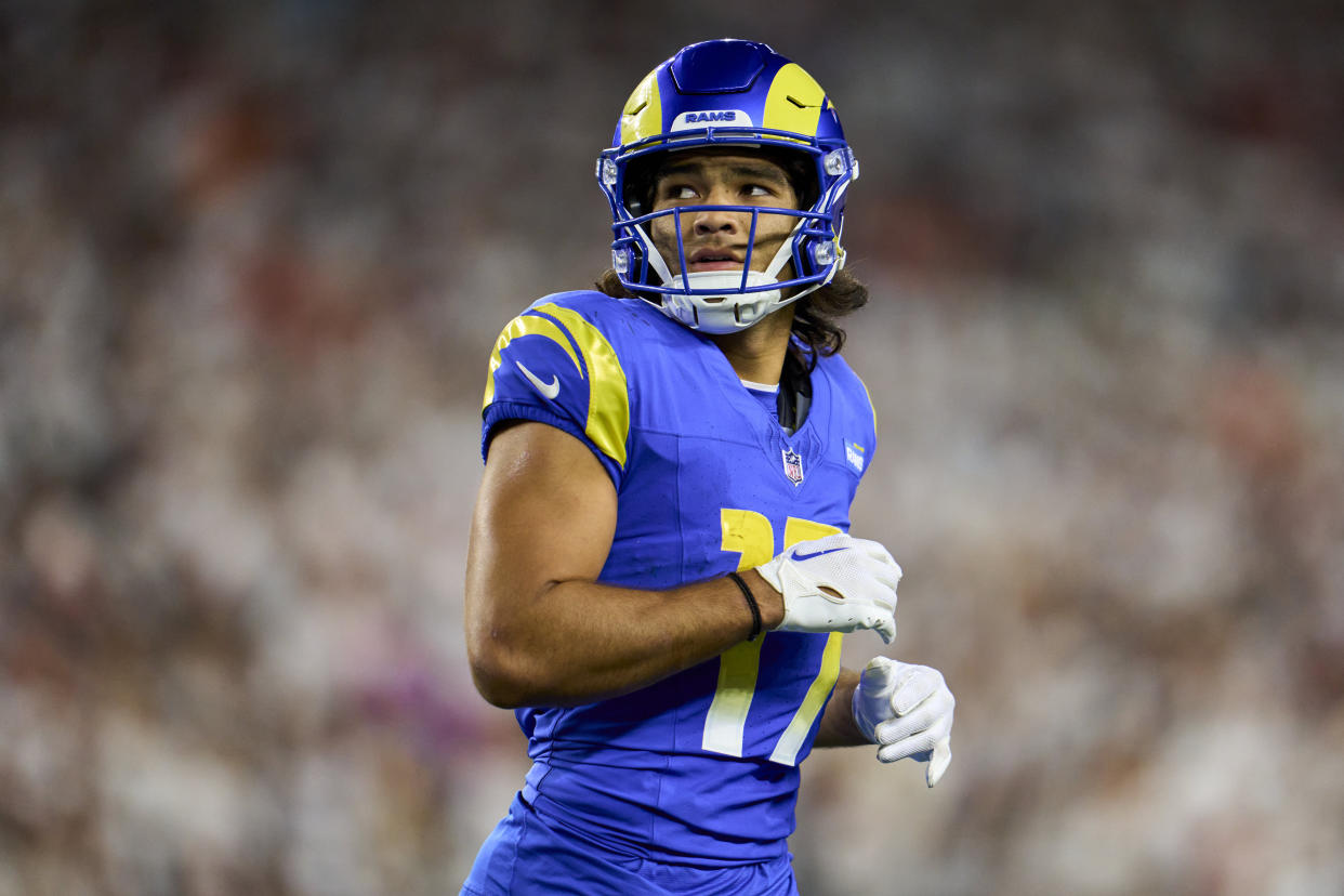 Puka Nacua #17 of the Los Angeles Rams has fantasy value