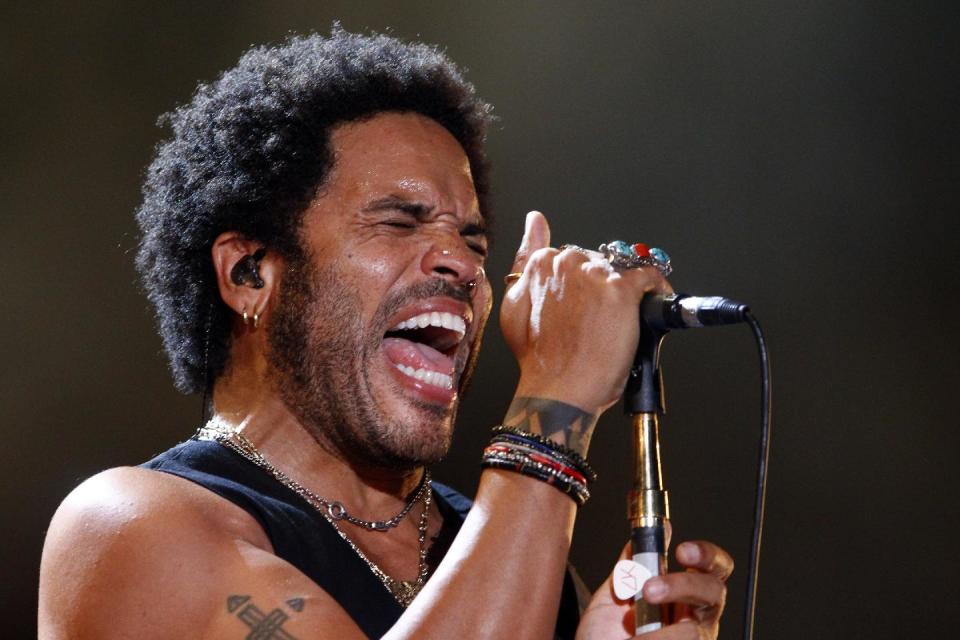 Lenny Kravitz performing. [Associated Press] 